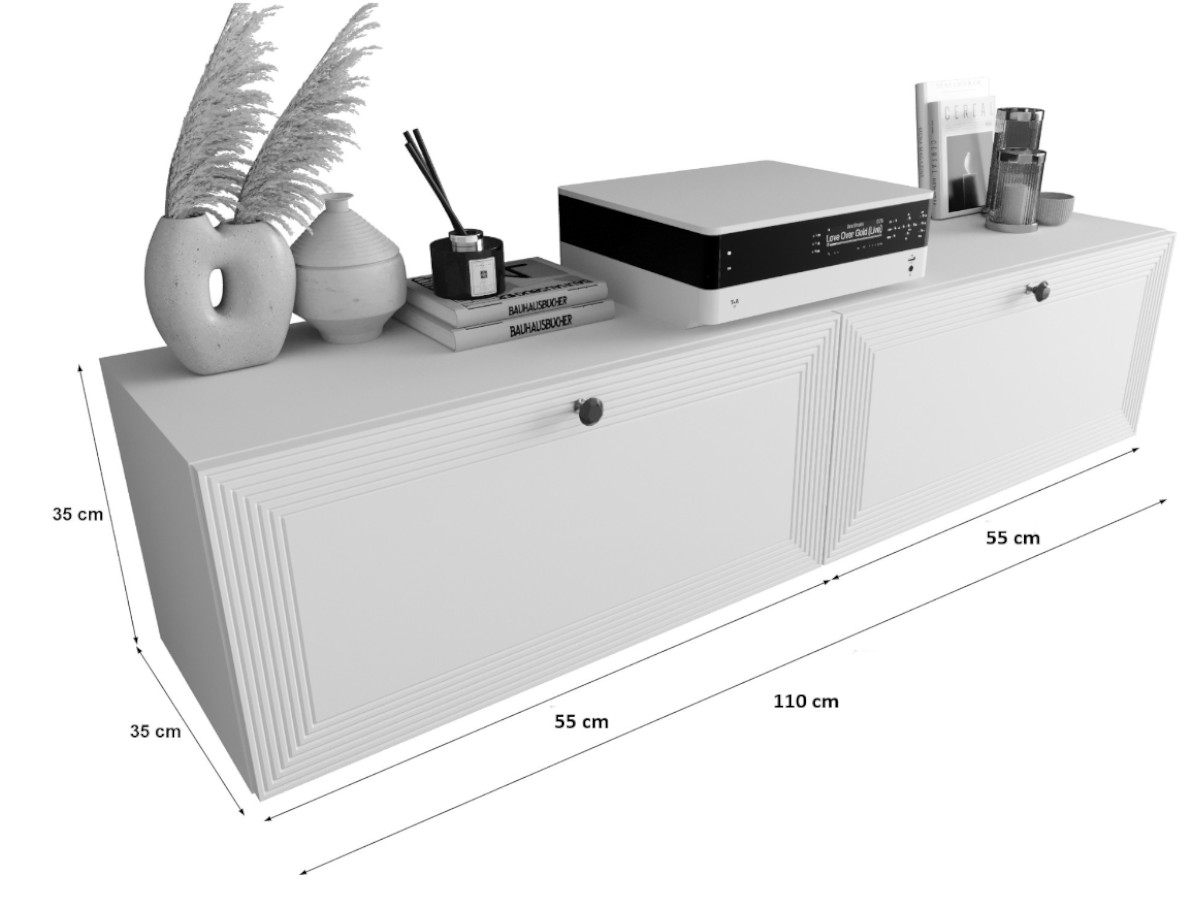 Szafki RTV Frezowane 150 CM Mała Meblościanka Nowoczesna Wisząca Moduły Do Salonu+ Fronty Frezowane Lakierowane MDF 18 MM + Wybór Wzorów EVORA