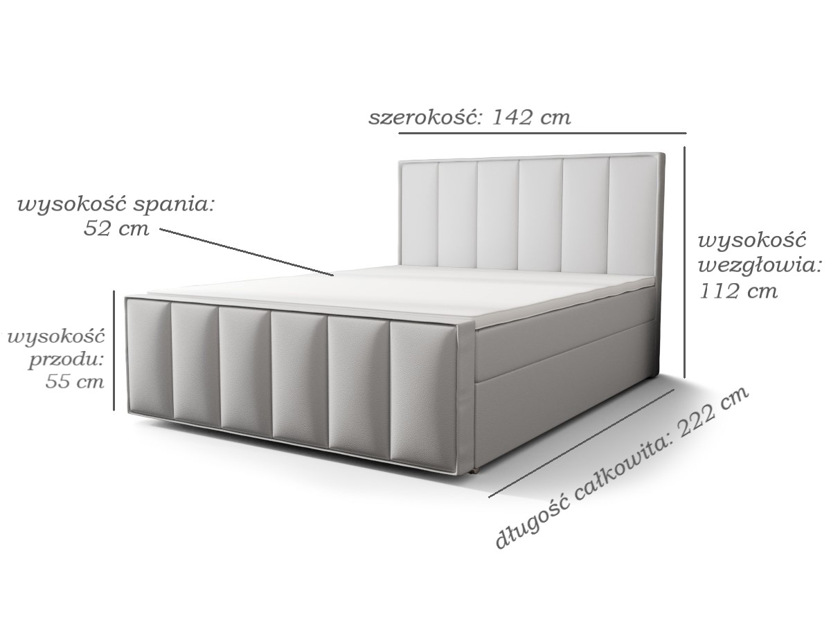 Łóżko Z Materacem 140x200 Kontynentalne + Pojemniki Na Pościel + 2 Materace Bonell + 2 Oparcia - Wybór Kolorów - SOLO