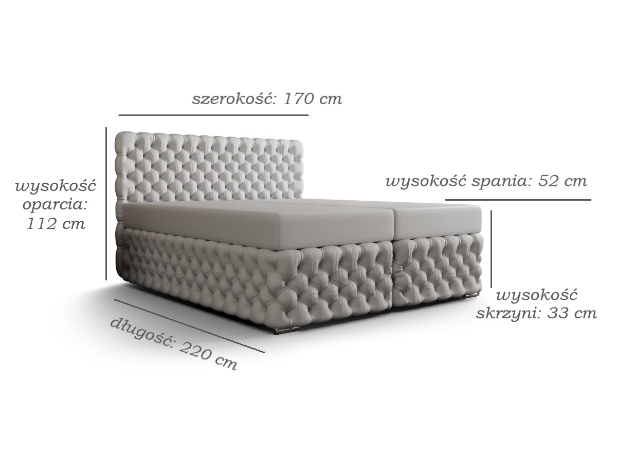 Ekskluzywne Pikowane Łóżko 160x200 Kontynentalne Styl Chesterfield + 2 Pojemniki Na Pościel + 2 Materace Bonell - Wybór Kolorów - AMORE
