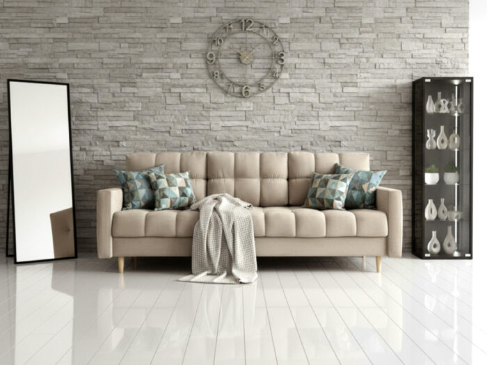 Wygodna Sofa Z Funkcją Spania 220X96X78 CM Rozkładana Kanapa 3 Osobowa - Pikowane Meble Wypoczynkowe + Pianka HR45 + Sprężyny Bonell - AURA