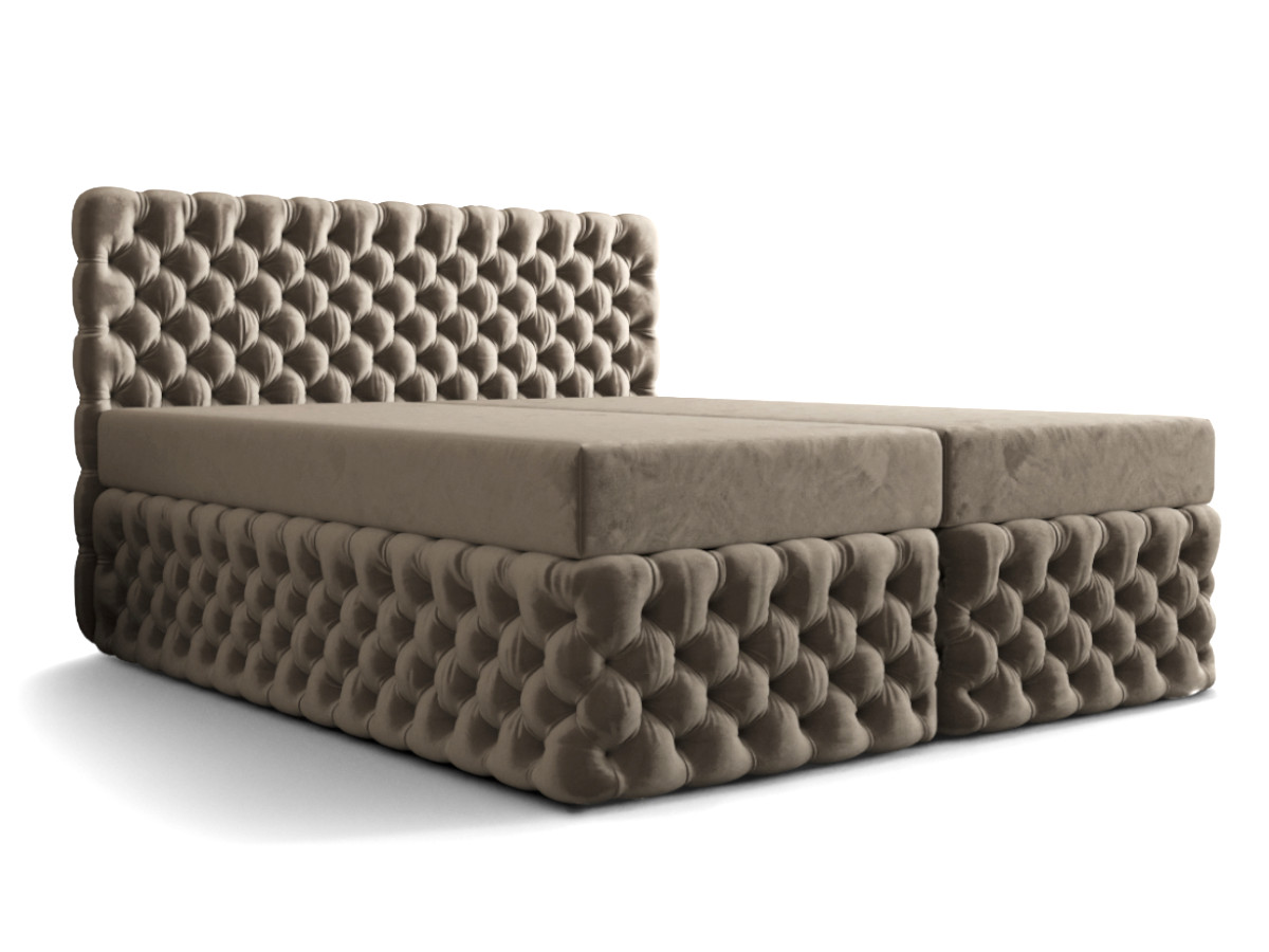 boxspring-bed-bett-lozko-kontynentalne-chesterfield-mocno-pikowane-piekne-glamour-AMORE-bezowe Ekskluzywne Pikowane Łóżko 140x200 Kontynentalne Styl Chesterfield + 2 Pojemniki Na Pościel + 2 Materace Bonell - Wybór Kolorów - AMORE