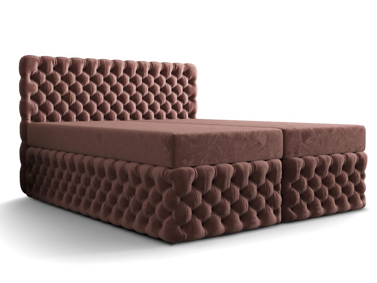 boxspring-bed-bett-lozko-kontynentalne-chesterfield-mocno-pikowane-piekne-glamour-AMORE-rozowe Ekskluzywne Pikowane Łóżko 160x200 Kontynentalne Styl Chesterfield + 2 Pojemniki Na Pościel + 2 Materace Bonell - Wybór Kolorów - AMORE