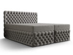 Ekskluzywne Pikowane Łóżko 180x200 Kontynentalne Styl Chesterfield + 2 Pojemniki Na Pościel + 2 Materace Bonell - Wybór Kolorów - AMORE