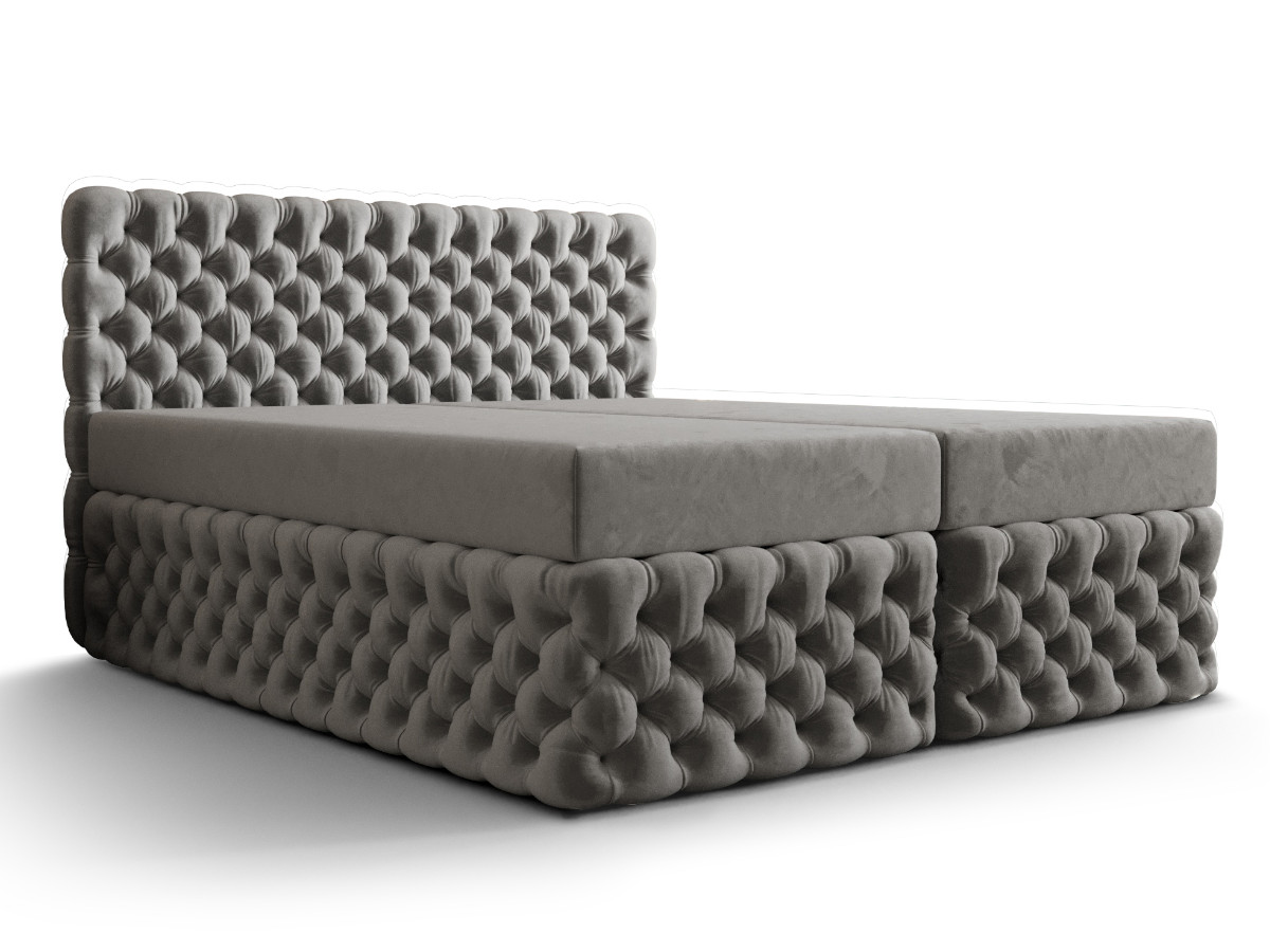 boxspring-bed-bett-lozko-kontynentalne-chesterfield-mocno-pikowane-piekne-glamour-AMORE-szare Ekskluzywne Pikowane Łóżko 180x200 Kontynentalne Styl Chesterfield + 2 Pojemniki Na Pościel + 2 Materace Bonell - Wybór Kolorów - AMORE