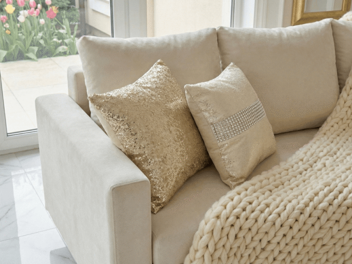 Zbliżenie na tkaninę Sofa 3 Osobowa Rozkładana SPRING