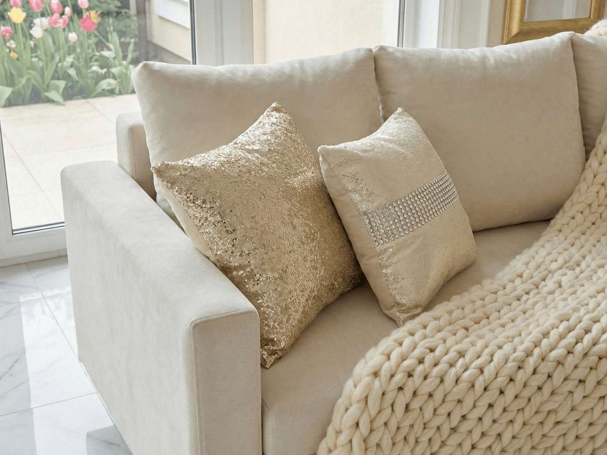 Zbliżenie na tkaninę Sofa 3 Osobowa Rozkładana SPRING
