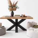 Industrialna Ława 90x60 cm Brooklyn - Stolik Z Designerską Czarną Metalową Podstawą pająk