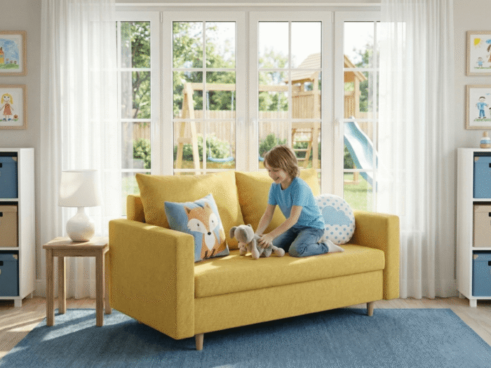 Dziecko na kanapie Młodzieżowa Sofa Rozkładana 155 cm DALLAS