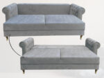 Pikowana 3 Osobowa Kanapa 245X103X90 CM + Sofa Rozkładana - Pikowane Meble Wypoczynkowe + Pianka HR45 + Sprężyny Faliste - MONA