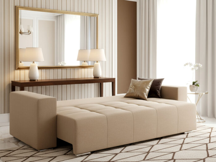 4-Osobowa Kanapa 265 CM Sofa Rozkładana Wolnostojąca Na Sprężynach Bonellowych + Wybór Kolorów - TILIA
