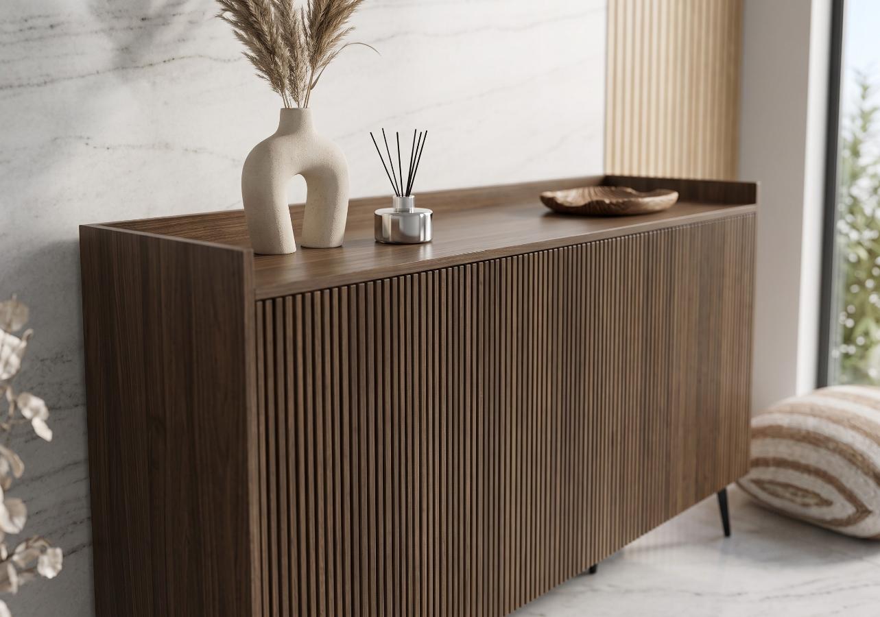 komoda-3-drzwiowa-150-cm-mid-century-prl-vesper-02-ademo-orzech-ryflowana Komoda 3-drzwiowa 150 cm Vesper 02 Ademo od meble-projekt ryflowana