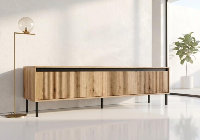 Komoda RTV 179 cm Rocco 07 Osaka dąb evoke bokiem