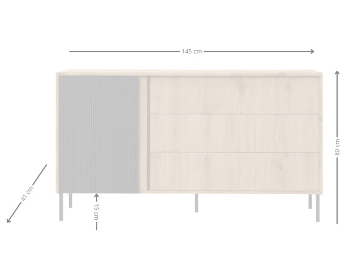 Komoda Z Lamelami Arras 03 145x80 cm wymiary