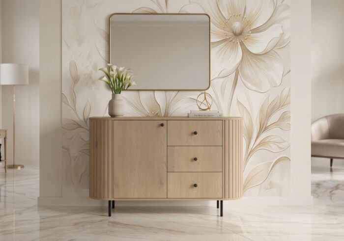 Komoda Ryflowana 123 cm Sofia 03 dąb cremona Ovalio