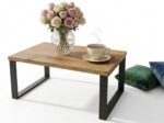 Ława Kawowa Loft 90x60 cm Livio Stolik Industrialny Prostokątny | Czarne Metalowe Nogi