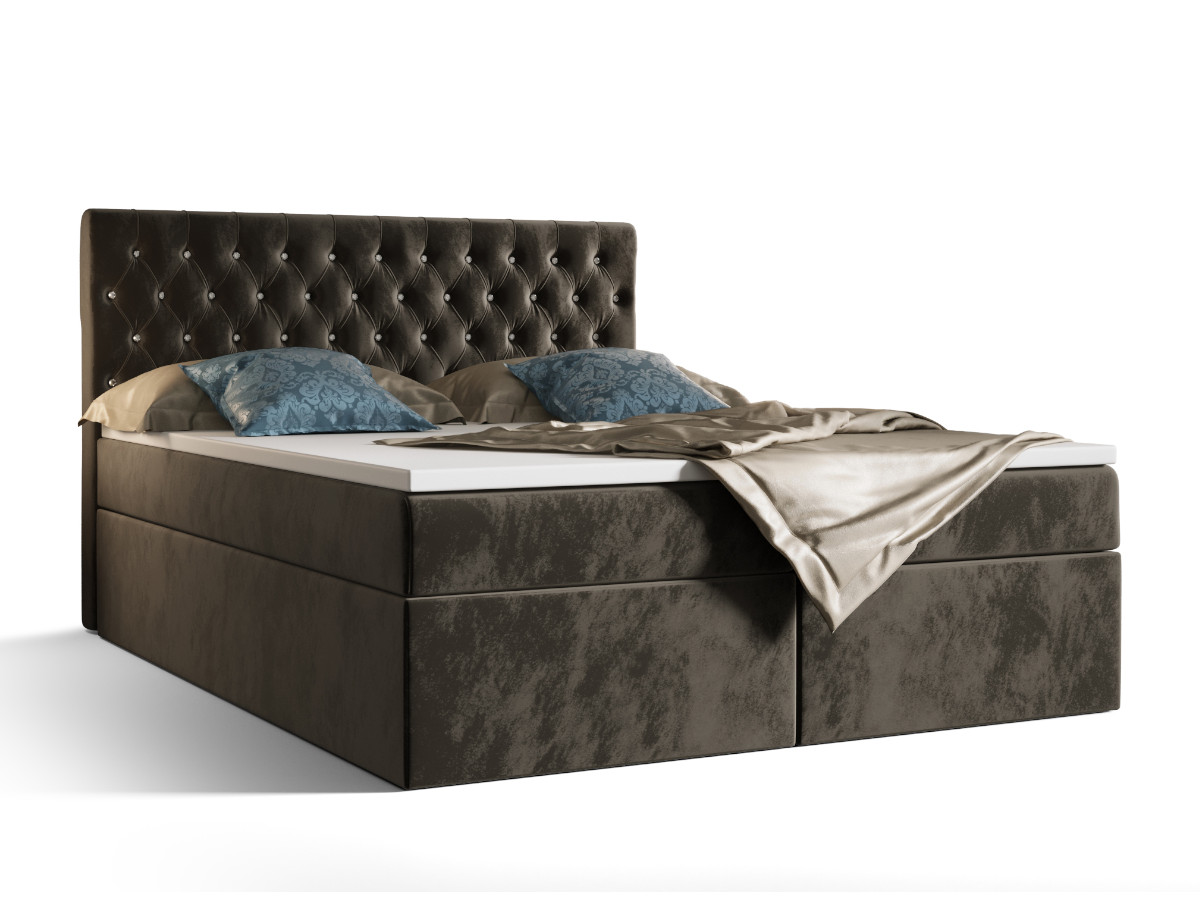 lozko-kontynentalne-boxspring-140x200-160x200-180x200-oparcie-z-krysztalkami-pikowane-wygodne-loze-z-materacem-toperem-VERA- (7) Łóżko Boxspring Z Kryształkami 180x200 Kontynentalne + 2 Pojemniki Na Pościel + 2 Materace Bonell - Wybór Kolorów - VERA