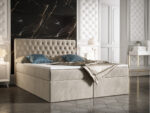 Łóżko Boxspring Z Kryształkami 140x200 Kontynentalne + 2 Pojemniki Na Pościel + 2 Materace Bonell - Wybór Kolorów - VERA