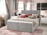Pikowane Łóżko Kontynentalne 180x200 Styl Chesterfield + 2 Pojemniki Na Pościel + 2 Materace Bonell - Wybór Kolorów - SEMPRE