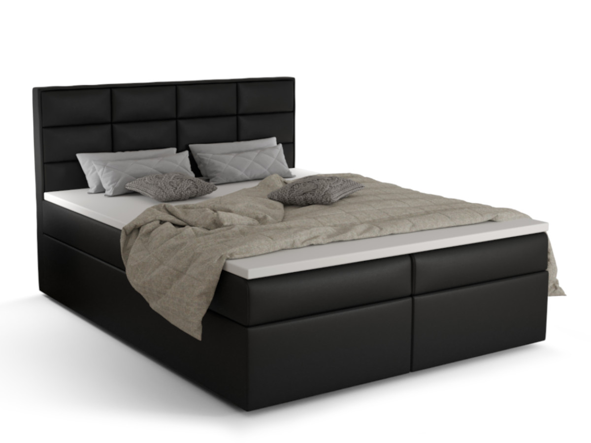 lozko-kontynentalne-komfortowe-z-materacem-2-pojemniki-tapicerowane-boxspring-ZOYA-real-photo-brw-czarna-eko Łóżko Hotelowe 140x200 Wygodne Kontynentalne + Panele Na Oparciu + 2 Pojemniki Na Pościel + 2 Materace Bonell - Wybór Kolorów - ZOYA