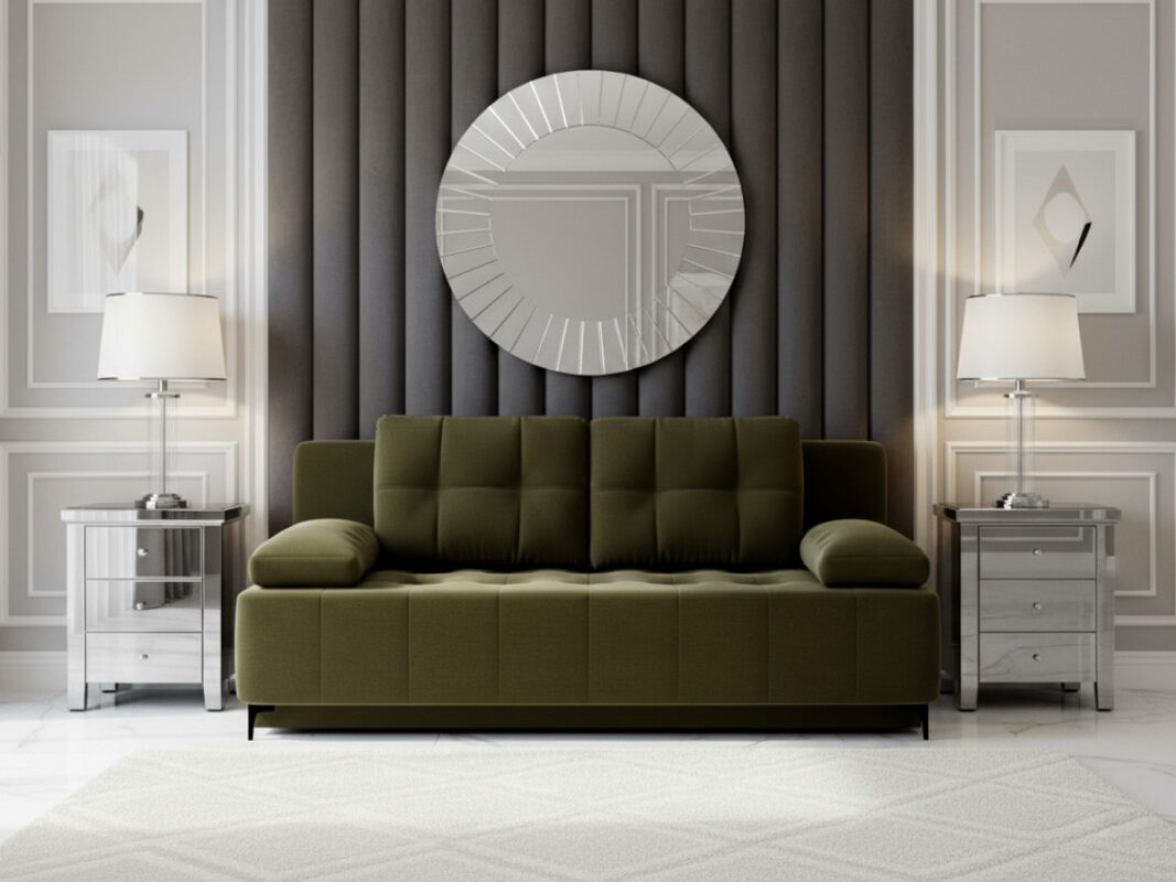 Kanapa Rozkładana 202 CM 3-Osobowa Sofa Młodzieżowa Bez Boków Wolnostojąca Na Sprężynach Bonellowych + Wybór Kolorów - VIKKA