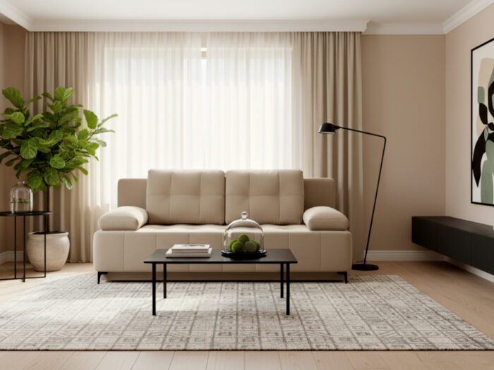 Kanapa Rozkładana 202 CM 3-Osobowa Sofa Młodzieżowa Bez Boków Wolnostojąca Na Sprężynach Bonellowych + Wybór Kolorów - VIKKA