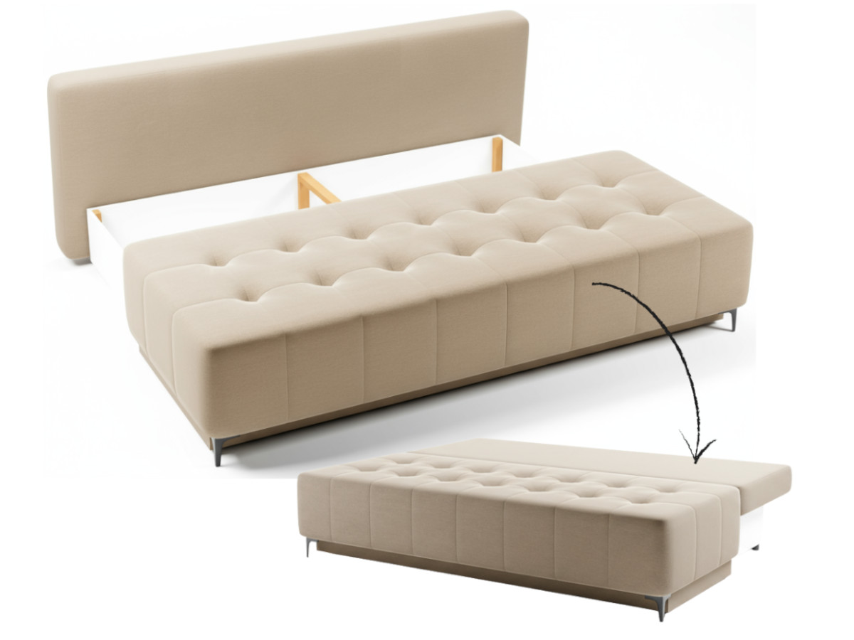Kanapa Rozkładana 202 CM 3-Osobowa Sofa Młodzieżowa Bez Boków Wolnostojąca Na Sprężynach Bonellowych + Wybór Kolorów - VIKKA