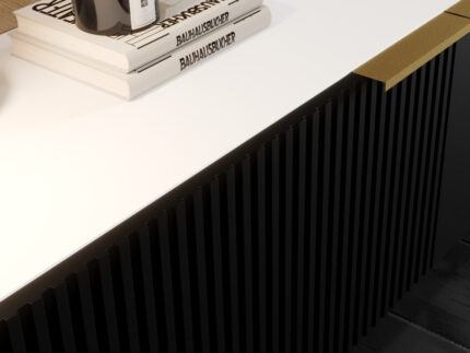 Nowoczesne Meble Do Salonu Modern Style Białe Czarne Frezowane Fronty MDF Lakierowane Solidne Praktyczne