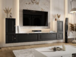 Meblościanka Biało Czarna Do Salonu 260X90X35 CM + Fronty Frezowane Malowane MDF 18 MM ARIZONA