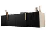 Zestaw RTV Z Lamelami 140 CM - Szafki Wiszące Modułowe + Fronty Frezowane Lakierowane MDF - CAMBRIDGE - OFERTA MAGAZYNOWA - WYSYŁKA 24H