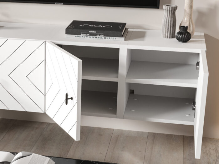 Meble RTV 140 CM - 4 Szafki Wiszące Modułowe + Fronty Frezowane W Styl Jodły - COSTA - OFERTA MAGAZYNOWA - WYSYŁKA 24H