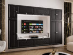 Duży Zestaw RTV Meblościanka Z Szafą 255X170X35 CM - Opcja Własnej Konfiguracji - Fronty Frezowane MDF 18 MM PRAGA