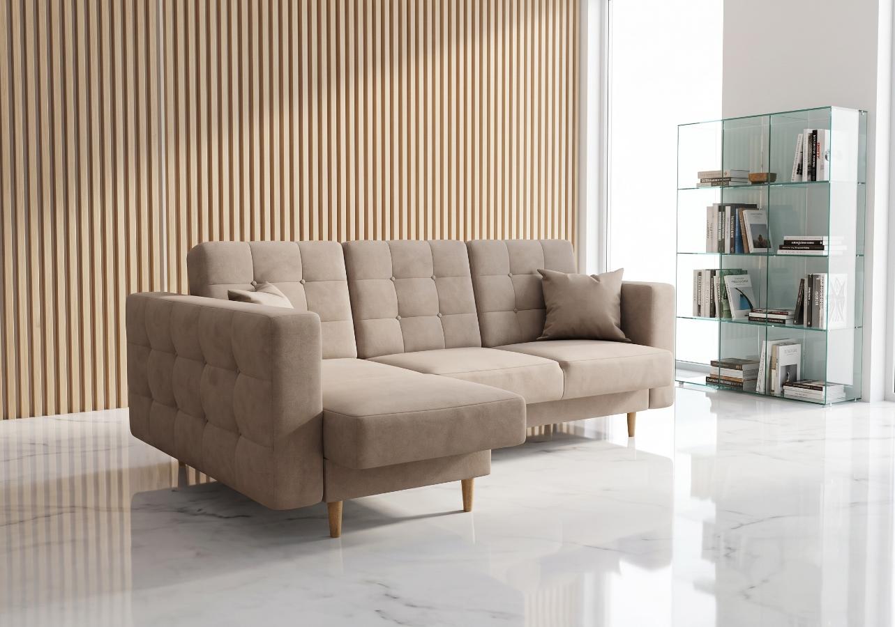naroznik-bezowy-do-salonu-imperia-225x158-cm-z-pojemnikami Narożnik Z Funkcją Spania Imperia 225x158 cm beżowy welur do salonu