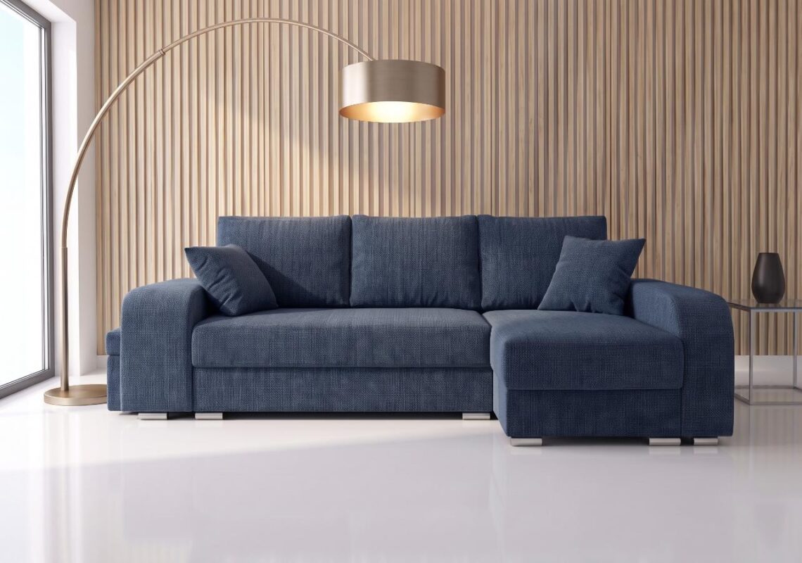 Narożnik Rozkładany Modena 265x165 cm do spania w salonie z pufami
