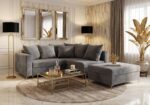 Narożnik Rozkładany Star 235x172 cm Z Dużą Pufą design salonu