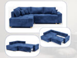 Narożnik Rozkładany 245x180 CM Sofa Rogowa + Funkcja Spania Pojemnik + Sprężyny Bonell - STONE