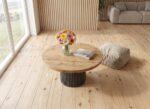 Czarny stolik loft okrągły 90 cm Luna