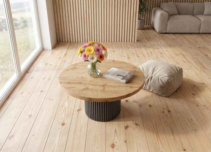 Czarny stolik loft okrągły 90 cm Luna