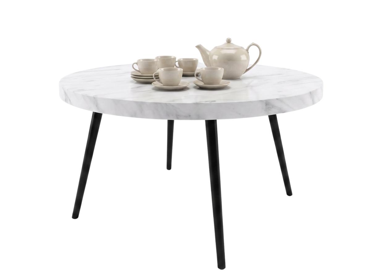 okragly-stolik-kawowy-65-cm-detroit-bialy Okrągły Stolik Kawowy 65 cm Detroit zbliżenie na blat