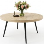 Okrągły Stolik Kawowy 90 cm Detroit - Ława W Stylu Loft Na 4 Czarnych Nóżkach