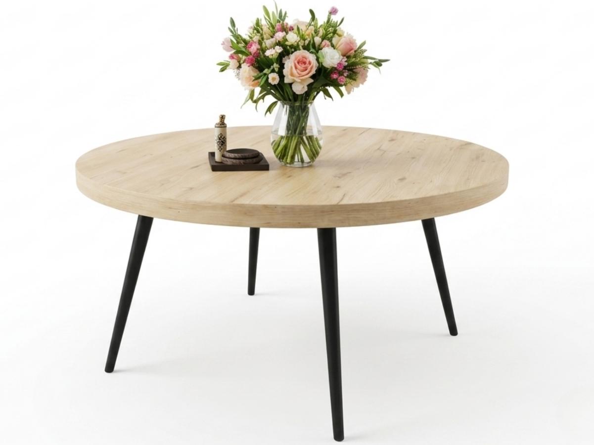 okragly-stolik-kawowy-90-cm-detroit-czarne-nogi Okrągły Stolik Kawowy 90 cm Detroit - Ława W Stylu Loft Na 4 Czarnych Nóżkach