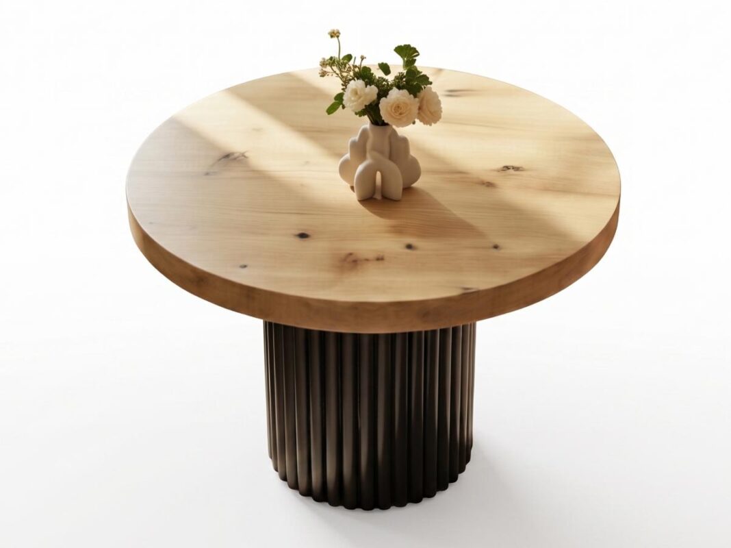 Okrągły Stolik Loft 65 cm Unity - Ława Tuba Z Metalową Podstawą W Formie Rur