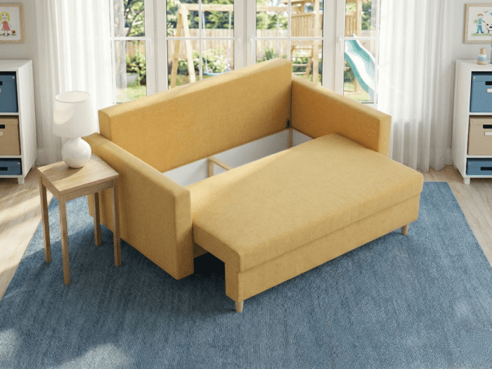 Wnętrze pojemnika Młodzieżowa Sofa Rozkładana 155 cm DALLAS