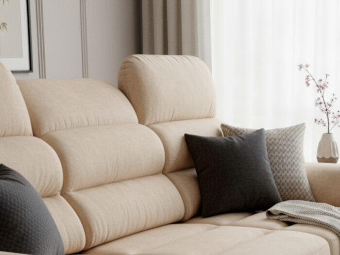 Wygodna Sofa 3 Osobowa 238 CM Rozkładana Kanapa + Regulowane Zagłówki Oraz Podłokietniki + Sprężyna Falista Pianka Wysokoelastyczna - ALBA