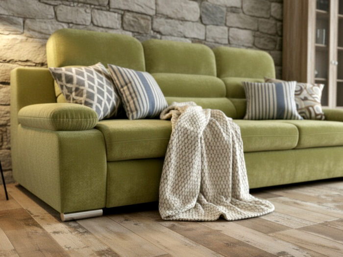 Wygodna Sofa 3 Osobowa 238 CM Rozkładana Kanapa + Regulowane Zagłówki Oraz Podłokietniki + Sprężyna Falista Pianka Wysokoelastyczna - ALBA