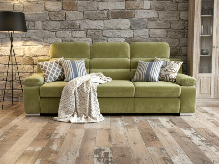 Wygodna Sofa 3 Osobowa 238 CM Rozkładana Kanapa + Regulowane Zagłówki Oraz Podłokietniki + Sprężyna Falista Pianka Wysokoelastyczna - ALBA