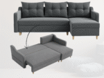 Narożnik Rozkładany 224X146 CM + Pojemnik Na Pościel + Sprężyna Bonell Pianka T30 + Skandynawski Styl + Wybór Kolorów - FARGO