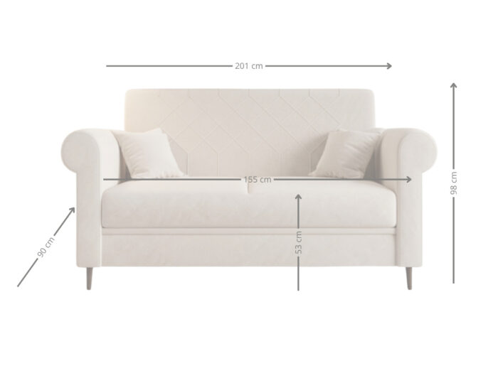 Sofa 2 Osobowa 200 CM Kanapa Rozkładana Z Funkcją Spania Pojemnikiem + Sprężyny Bonell Pianka HR - BALI