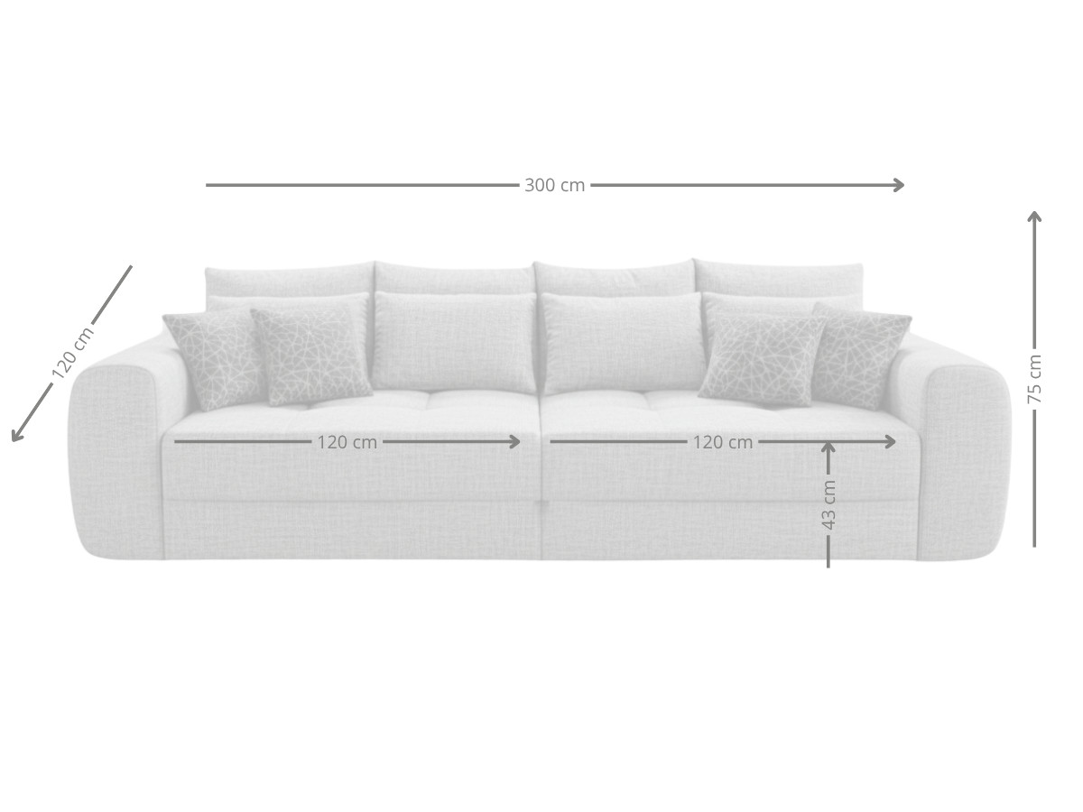 Duża Kanapa 300 CM Sofa 4 Osobowa Wolnostojąca Na Sprężynach Bonellowych + Wybór Kolorów - ATENA