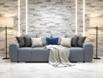 Duża Kanapa Rozkładana 265 CM Sofa 4 Osobowa Wolnostojąca Na Sprężynach Bonellowych + Wybór Kolorów - ATENA