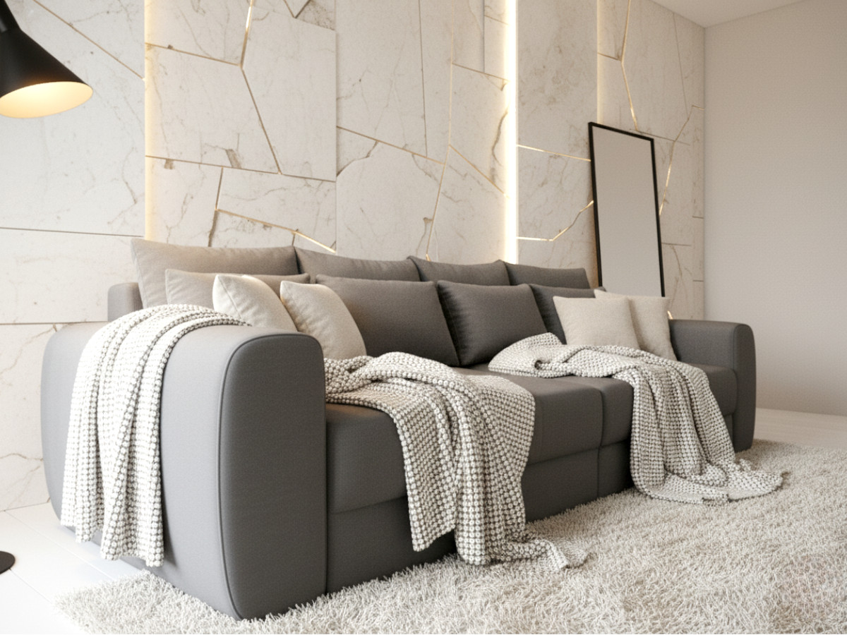 Duża Kanapa 300 CM Sofa 4 Osobowa Wolnostojąca Na Sprężynach Bonellowych + Wybór Kolorów - ATENA